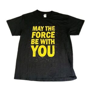 Star Wars Shirt Mens Large Black Short Sleeve‎ May the Force Be With You EUC